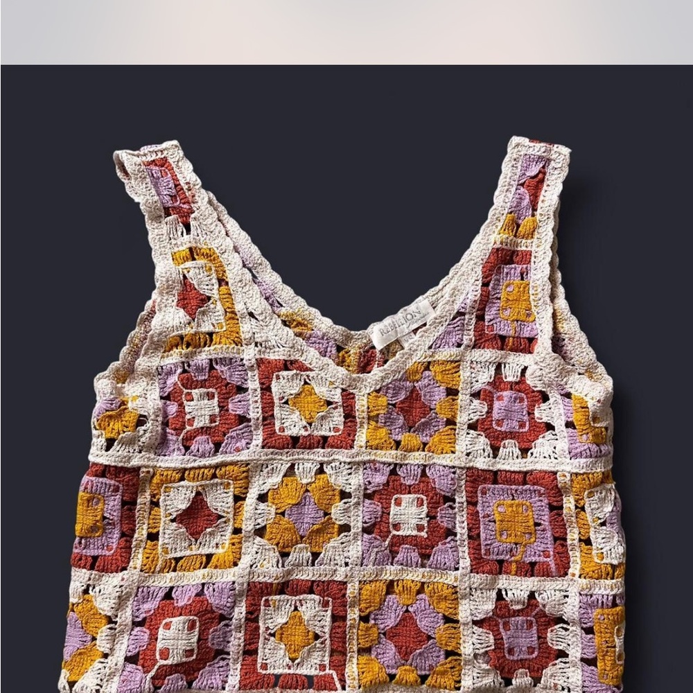 Rebellion Again crochet granny square top
